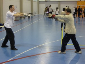 Fonda e Malipiero impegnati negli esercizi